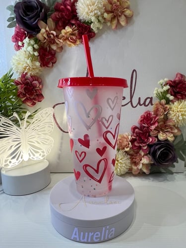 كوب 710مل بتصميم قلب متغير بالبرودة