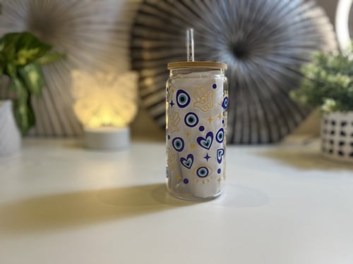 كوب زجاج شفاف بتصميم ايفيل اي