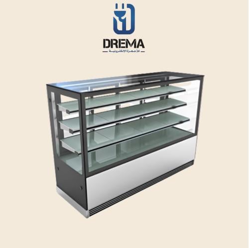 ثلاجة عرض حلويات بزجاج مربع 120 سم