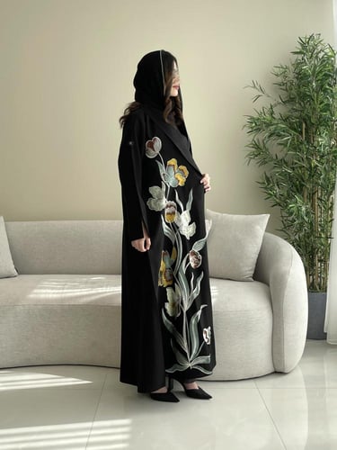 Z259 / قماش كريب مينيمات مع تطريز كمبيوتر ملون عال...