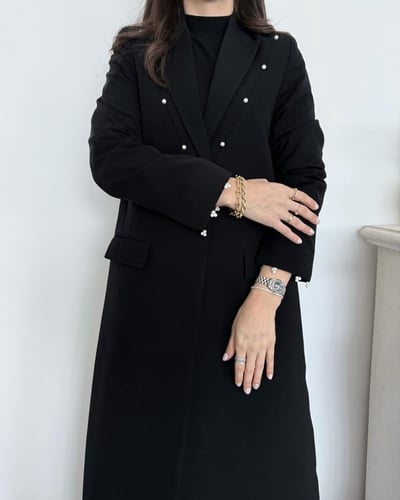 Z369 / قماش كريب قصة بليز مبطنة مع جيوب وشك لولو