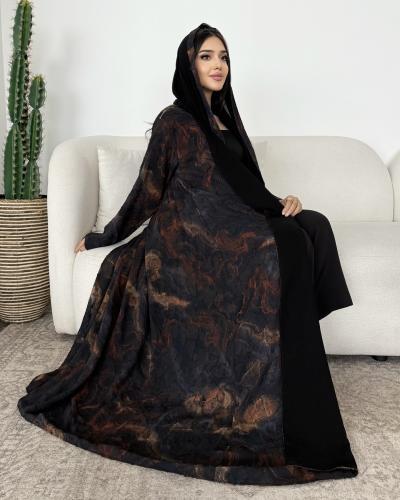Z396 / عباية دبل فيس قماش شيفون تركي ملون و اسود س...