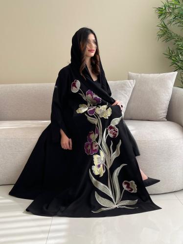 Z257 / قماش كريب مينبمات وتطريز كمبيوتر ملون عالجن...