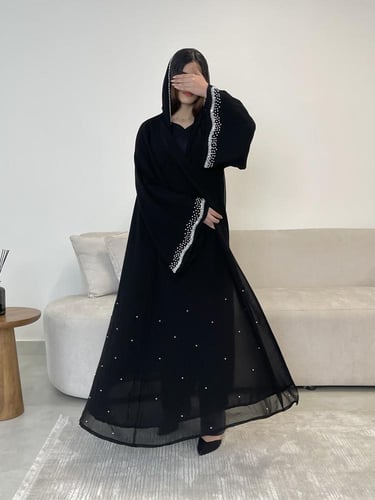 Z264 / قماش دبل شيفون وشك لولو متوفره ابيض واسود