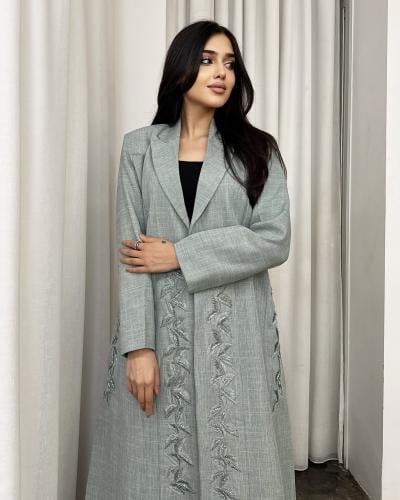 Z411 / قماش لينن سماوي ع تيفاني قصه بليزر مبطنة مع...