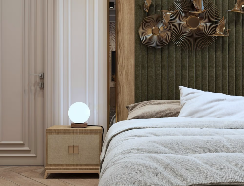 اضاءة طاولة كروية مع قاعدة خشبية3228/1