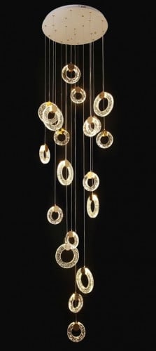 ثريا درج ليد مودرن ذهبي 21 لمبة طول 4 متر اصفر