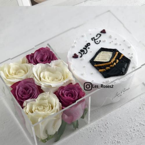 بوكس اكريلك ورد جوري + كيك كوري (حجم 4 انش)