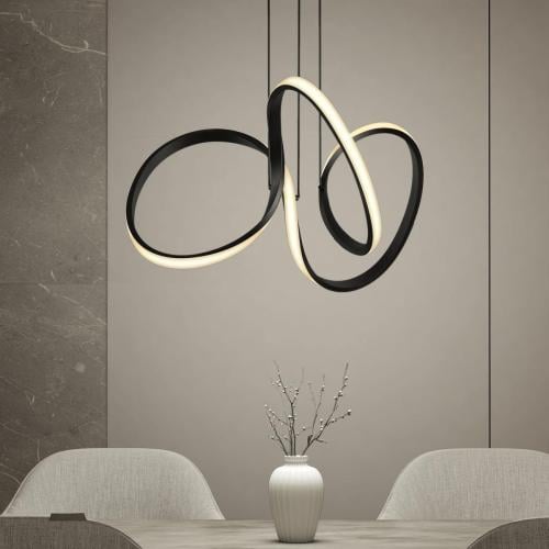 ثريا مودرن سوداء بتصميم حلقات منحنية وإضاءة LED –...