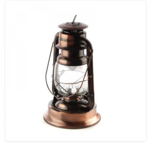 Mid-sized brown lantern with battery