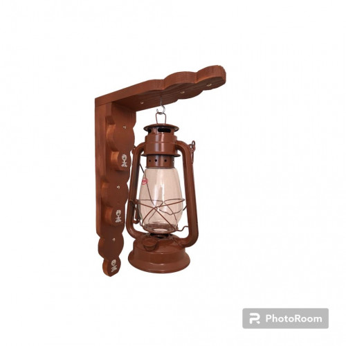 Bamboo Kaz lantern with a natural wood wall-mounted base