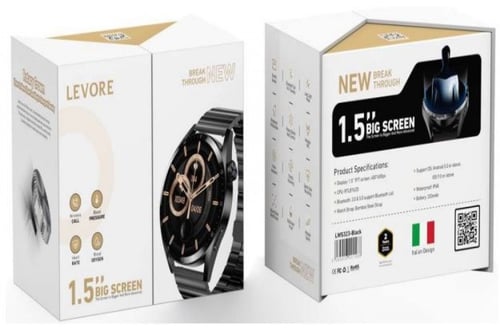 Levore ساعة ذكية بشاشة 1.5 بوصة بسير حديد