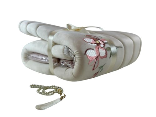 طقم صلاة مميز و مبطن - وردي