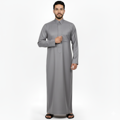 ثوب رجالي شتوي رمادي سحاب (قلاب)