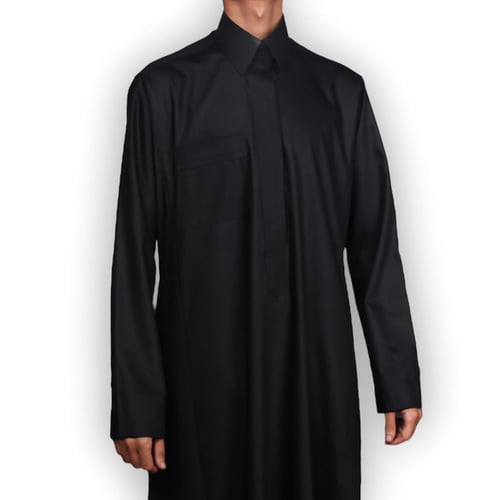 ثوب رجالي شتوي أسود سحاب (قلاب)