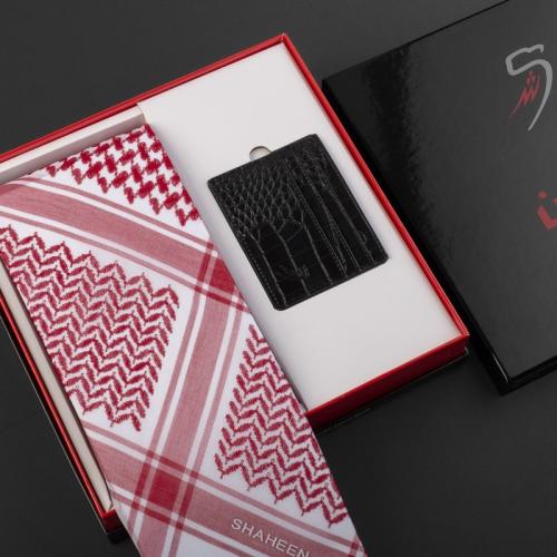 شماغ شاهين احمر كلاسيك مع محفظة