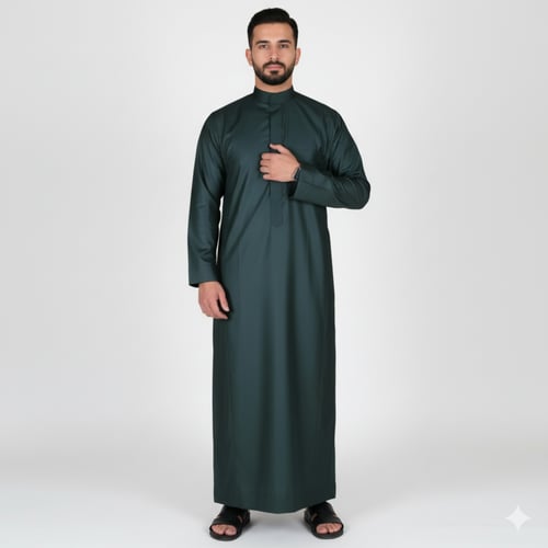 ثوب رجالي شتوي زيتّي سحاب (سادة)