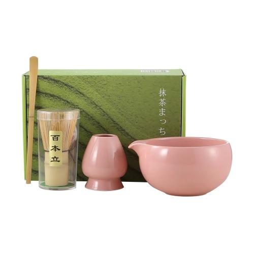 طقم أدوات الماتشا من السيراميك 4 قطع لون .زهري MAT...