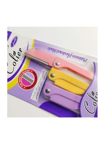 طقم حلاقة شعر الوجه مكون من 3 قطع وردي/أرجواني/أصف...