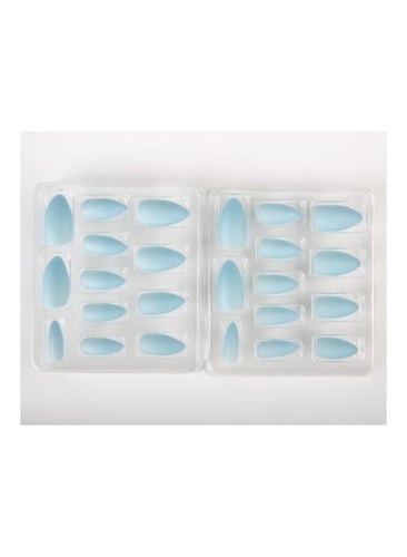 طقم أظافر جذابة من 24 قطعة سماوي