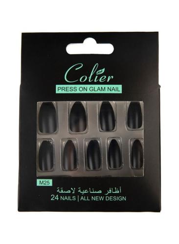 طقم أظافر جذابة من 24 قطعة أسود