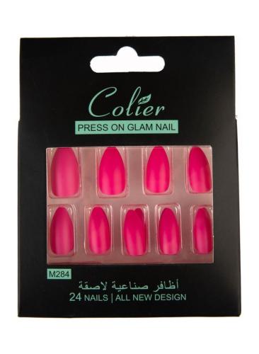 طقم أظافر جذابة من 24 قطعة وردي