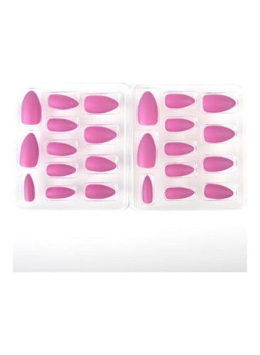 طقم أظافر جذابة من 24 قطعة وردي