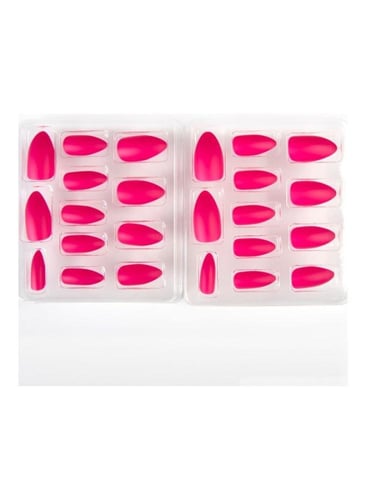 طقم أظافر جذابة من 24 قطعة وردي