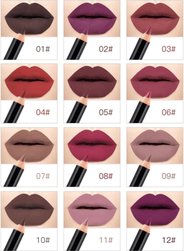 مجموعة أقلام تحديد الشفاه مضادة للماء مكونة من 12...