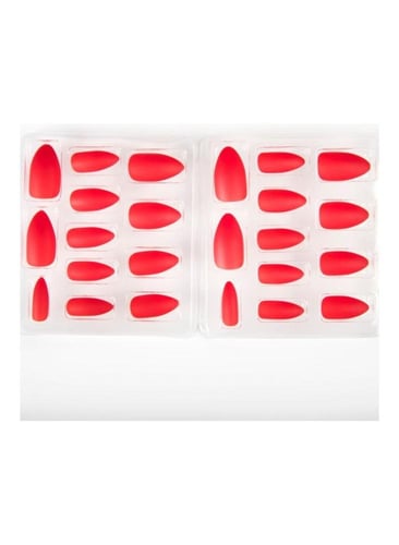 طقم أظافر جذابة من 24 قطعة أحمر