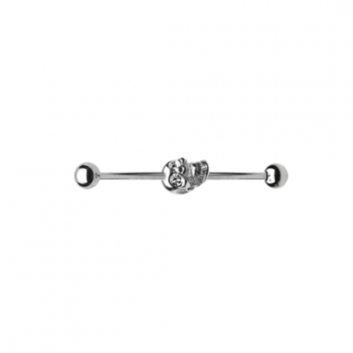14g Skull Industrial Barbell