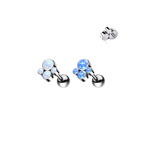 16g Titanium Opal Set Paw Top Flat Back