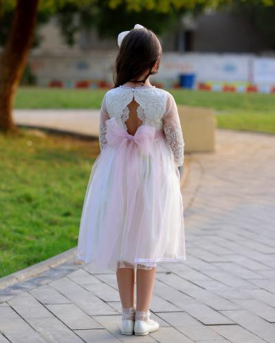 فستان دانتيل وردي