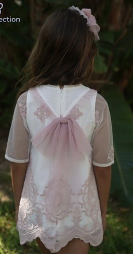 فستان دانتيل وردي