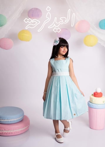 نسيم العيد فستان + جكيت + اكسسوار الشعر