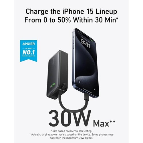 بطارية متنقلة انكر بسعة 10 الف ملي امبير مع كيبل U...