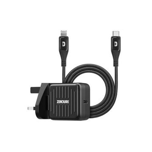 شاحن زندور 20واط مع كيبل شحن سريع سوبربورت اسود