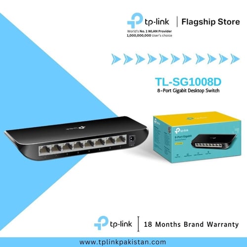محول سطح المكتب جيجا ذو 8 منافذ من تي بي لينك