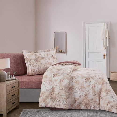 مفرش صيفي مفرد ونص 4 قطع - ليتون - بيج - لحمي غامق