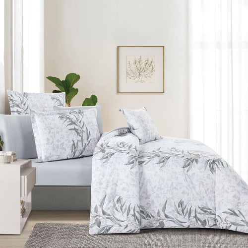 مفرش صيفي مفرد ونص وجهين 4 قطع - سيلون - ابيض - رص...