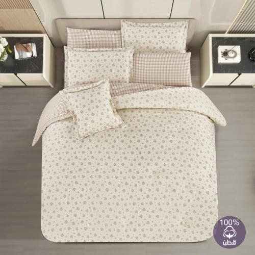 مفرش قطن صيفي مزدوج 8 قطع - زافيرا - بيج فاتح - بي...