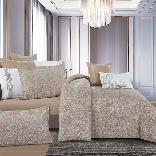 مفرش صيفي فاخر مفرد ونص جاكار مطرز 6 قطع – أمارثا...