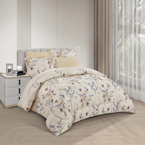 مفرش صيفي مزدوج 6 قطع - كاليندا - كريمي - بيج