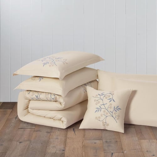 مفرش قطن مطرز حشوة متحركة صيفي مزدوج 9 قطع - لينوف...