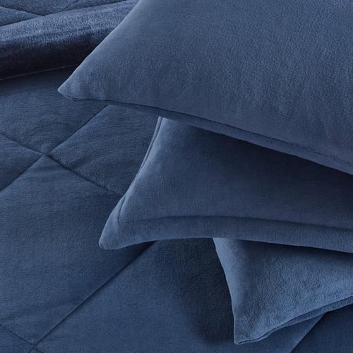 مفرش شتوي مزدوج مخمل فرو 6 قطع - جوانا -كحلي