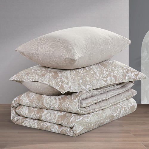 مفرش قطن صيفي مفرد ونص 4 قطع - فاليريا - بيج غامق