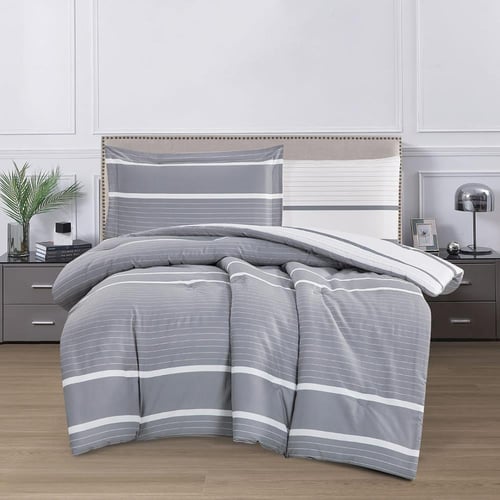 مفرش قطن صيفي مفرد ونص 4 قطع - فاليريا - رمادي - ا...