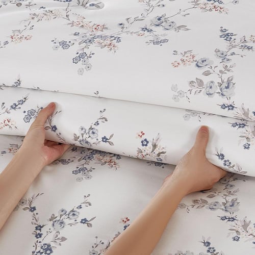 مفرش قطن صيفي مزدوج 8 قطع - زافيرا - ابيض - رمادي...