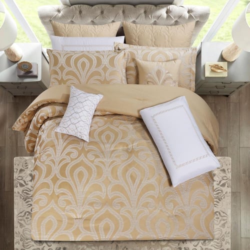 مفرش صيفي فاخر مزدوج جاكار مطرز 12 قطعة – كاسيانا...