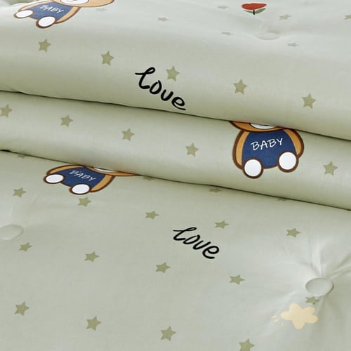 مفرش صيفي مفرد ونص 4 قطع - اطفال - اخضر - رمادي